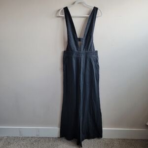 Anthropologie Pilcro Deep V-Neck Jumpsuit Wide Leg Washed Black